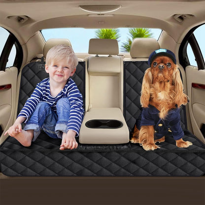 Dog Car Seat Cover Waterproof Scratchproof Pet Car Rear Protector Mat Pet Back Seat Cover with Dog Seat Belt for Car Truck SUV