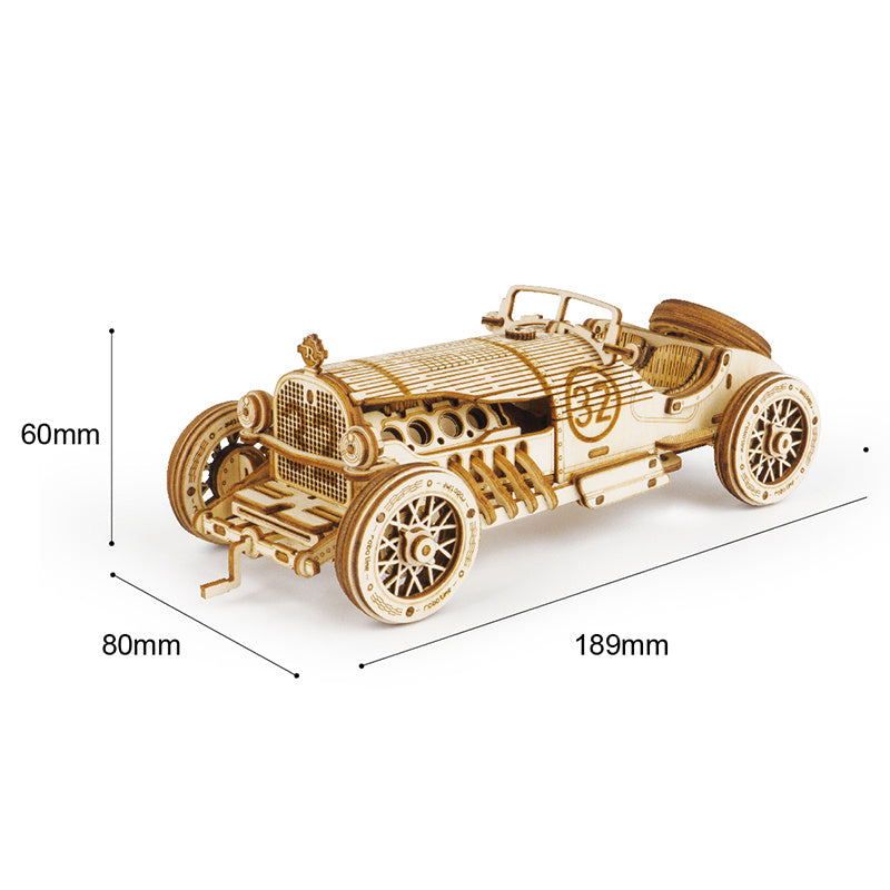 Robotime ROKR 3D Wooden Puzzle Toy Assembly Model Building Kits for Children Kids Birthday Gift MC401 Grand Prix Car