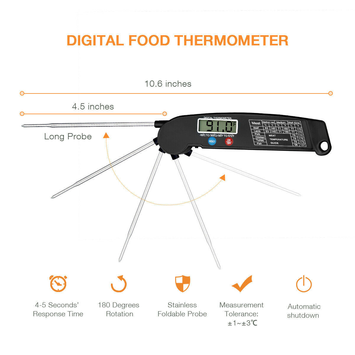 Digital Cooking Meat Thermometer Instant Read Food Steak Oven Smoker BBQ Grill Meat Thermometer Barbecue Accessories For Oven Grill BBQ Smoker Rotisserie Kitchen