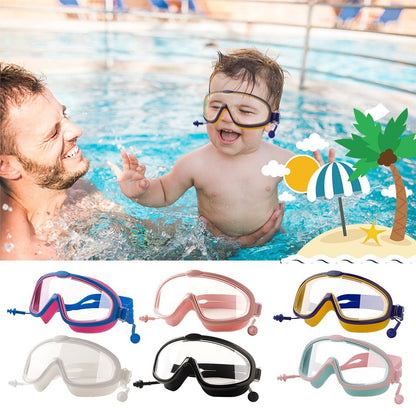 Outdoor swimming goggles earplugs 2 in 1 set kids anti fog UV