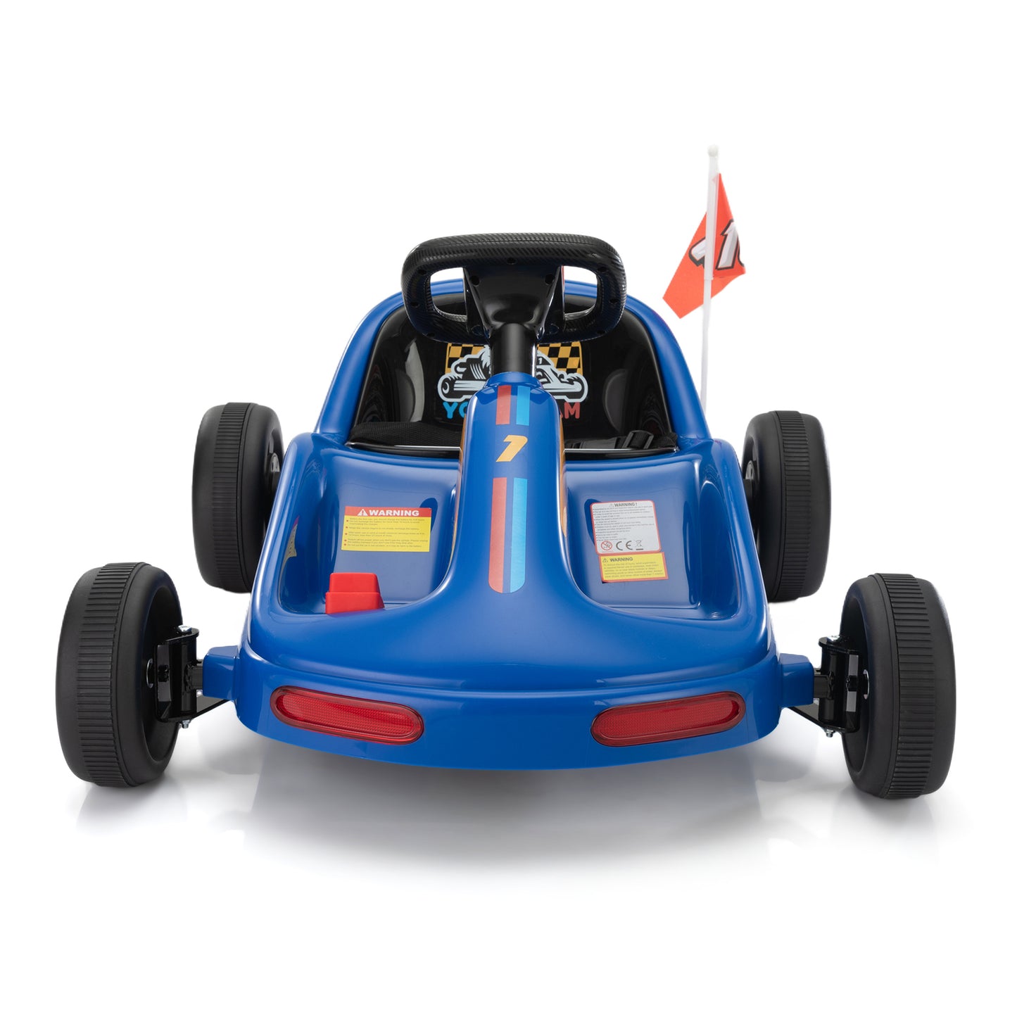 12V Kids Ride On Go Kart, Electric 4-Wheeler Car with Remote Control, Cushioned Seat, LED Lights, MP3 Music, Bluetooth, Pedal Control, Battery Powered Vehicle for 3-8 Years Old, Blue