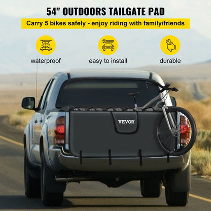 VEVOR Tailgate Pad for Bikes, Tailgate Protection Cover Carries UP to 5 Mountain Bikes, 54" Bike Pickup Pad for Pickup Truck, Upgraded