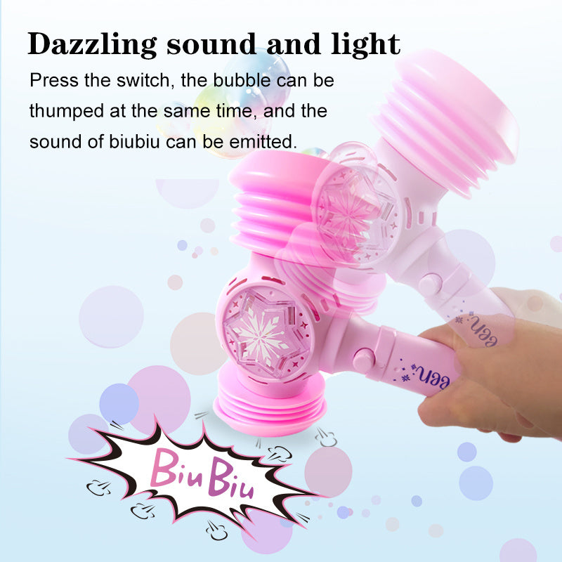 Kids Bubble Wand Blower Bubble Hammer, music and Light up automatic bubble machine, Girls outdoor Fun bubble toy, Birthday Party Easter Gift for 3-8 years old toddler Boys Girls (pink)