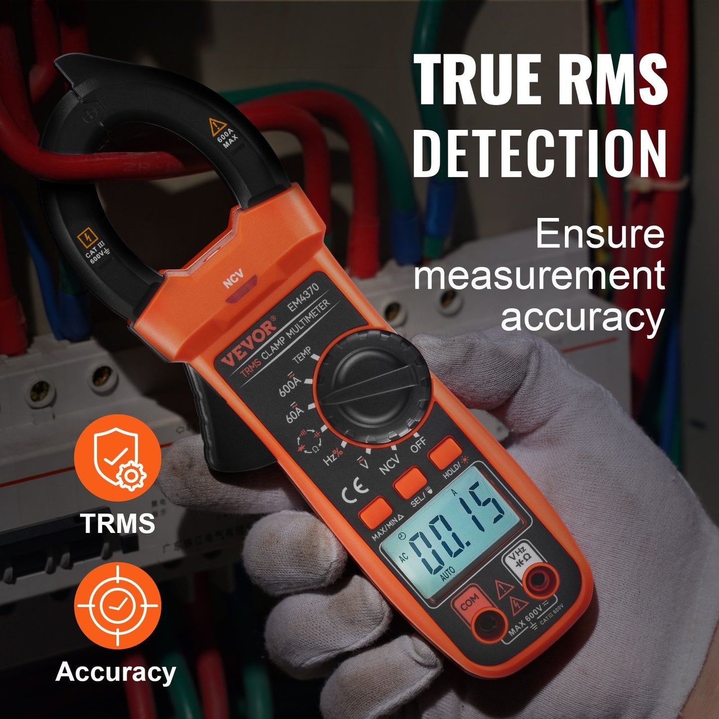 VEVOR Digital Clamp Meter Multimeter True RMS AC DC Volt Amp NCV Measurement