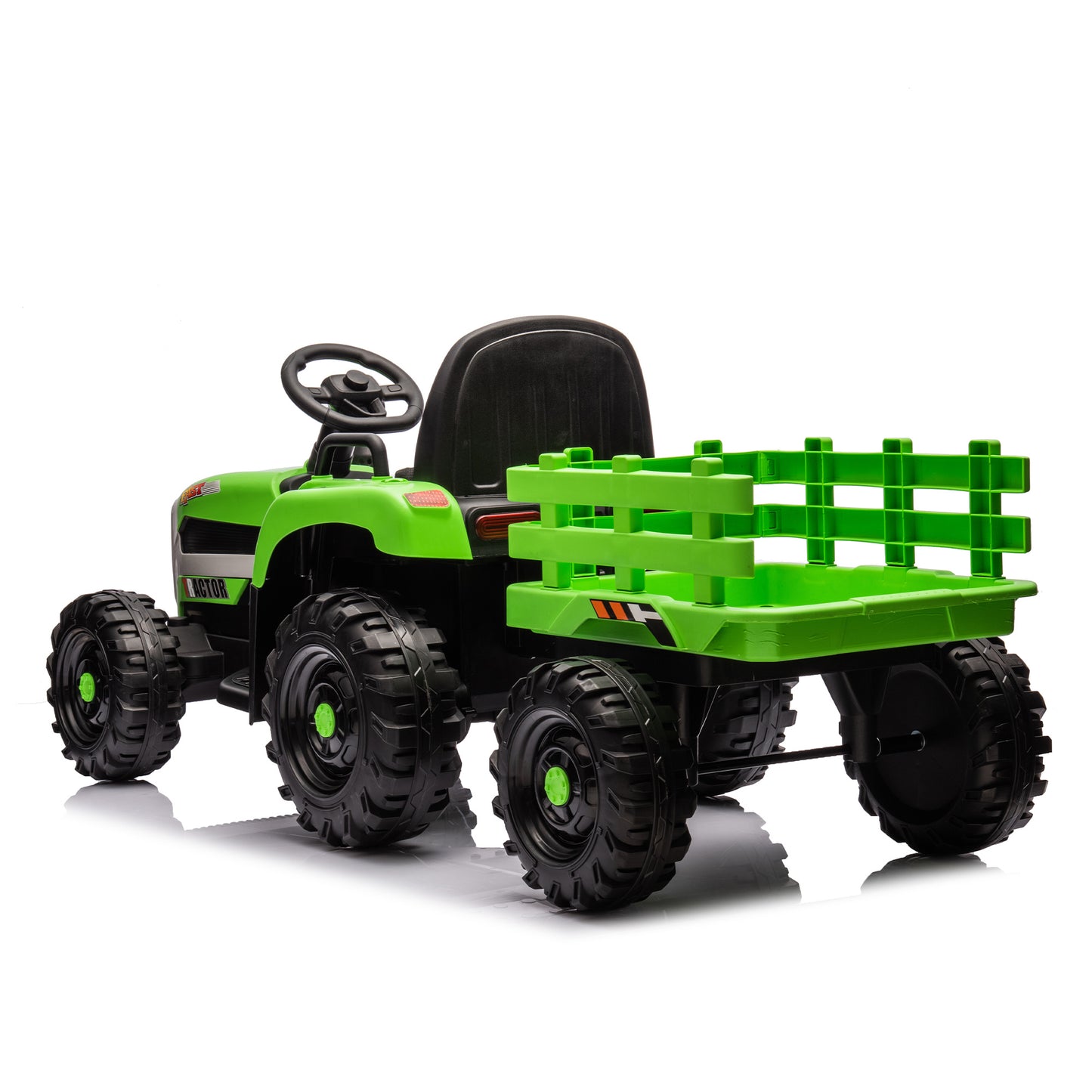 Ride on Tractor with Trailer,24V Battery Powered Electric Tractor Toy, 200w*2motor 1.86-4.97MPH/Remote Control,electric car for kids,Three speed adjustable,USB,MP3 ,Bluetooth,LED light, safety belt