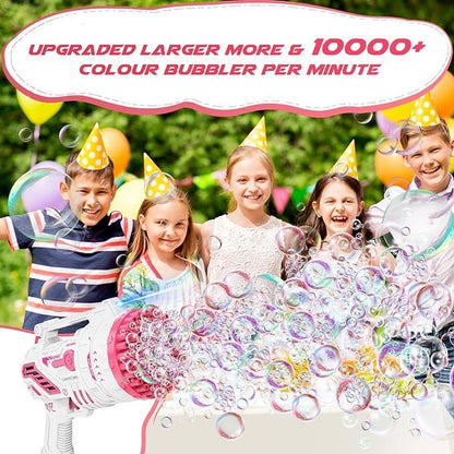 Bubble Machine Gun With Colorful Lights,Bubble Solution,69 Holes Rocket Bubble Gun,Summer Outdoor Toy For Kids, Idea For Christmas Birthday Parties Wedding