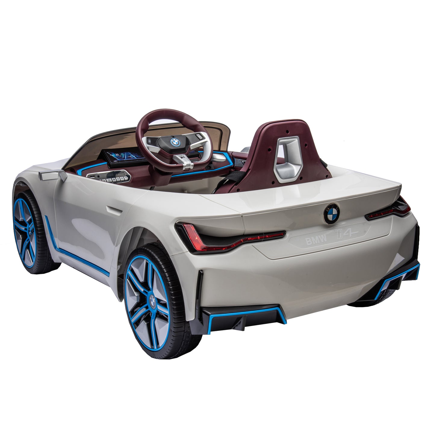 Licensed BMW I4,12v Kids ride on car 2.4G W/Parents Remote Control,electric car for kids,Three speed adjustable,Power display, USB,MP3 ,Bluetooth,LED light,Two-point safety belt,story