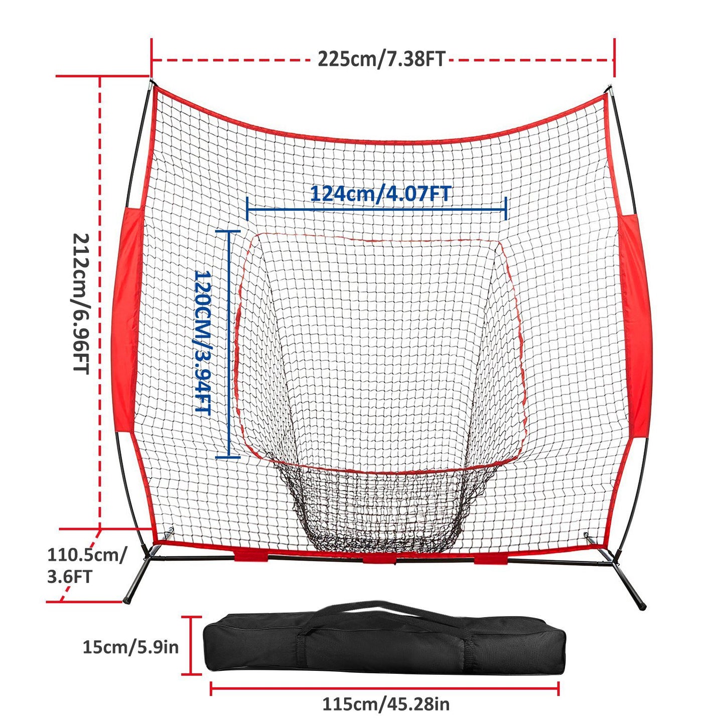 7x7ft Baseball Softball Teeball Practice Net Batting Hitting Pitching Training Net