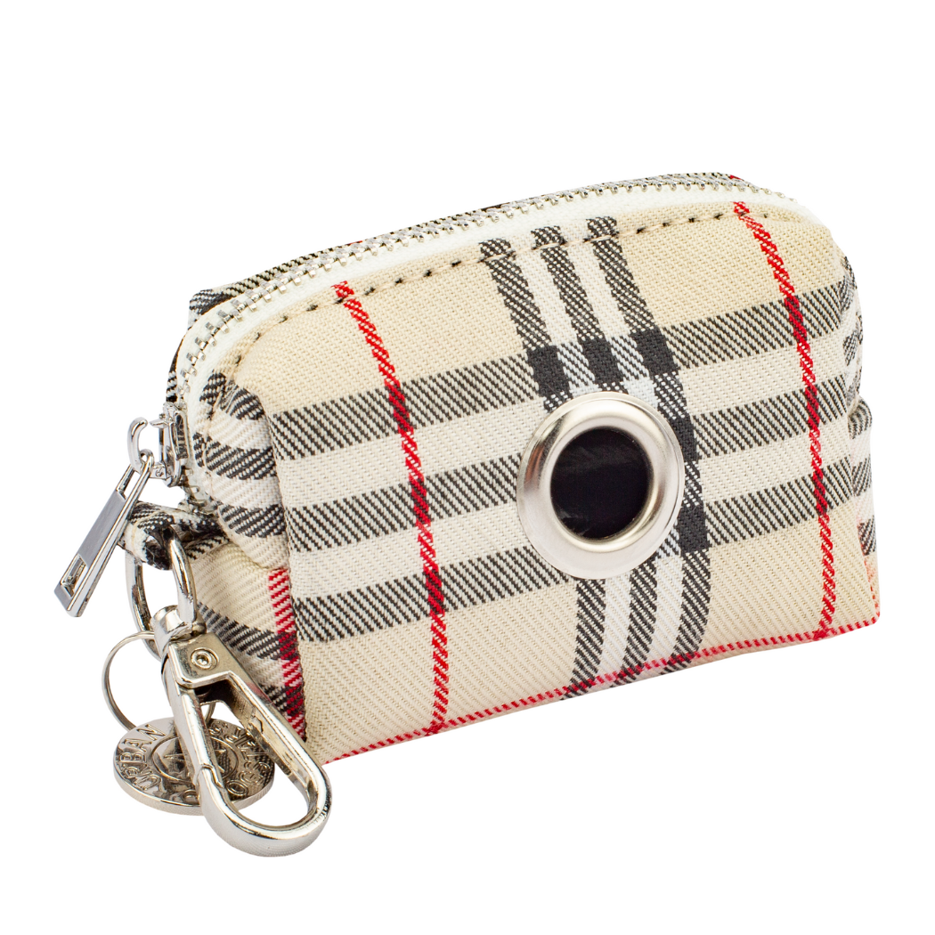 Waste Bag Holder -Beige Plaid