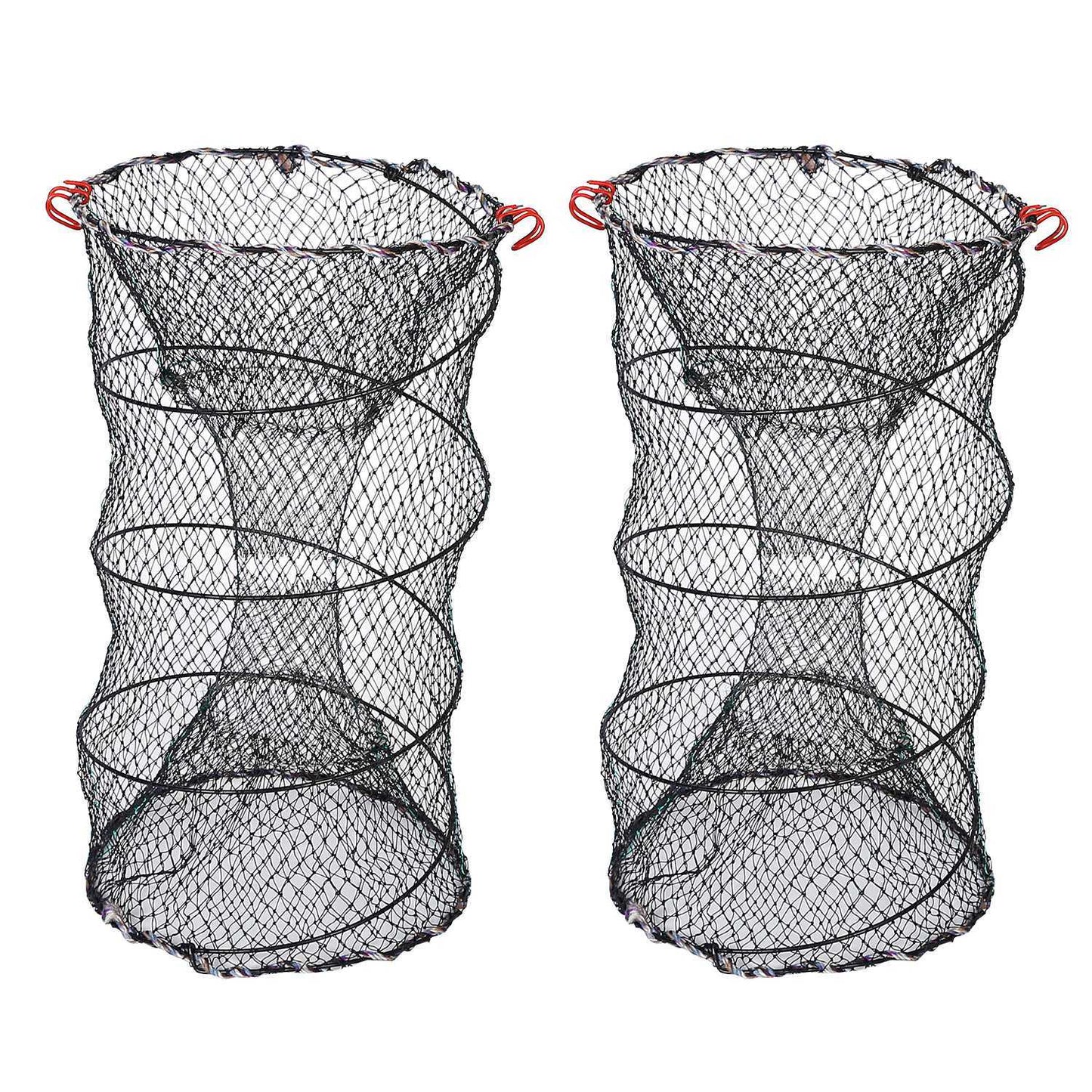 2Pcs Crab Trap Bait Nets Shrimp Prawn Crayfish Lobster Bait Fishing Pot Cage Basket 22x11.8in