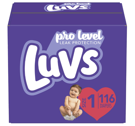 Luvs Pro Level Leak Protection Diapers, Size 1, 116 Count