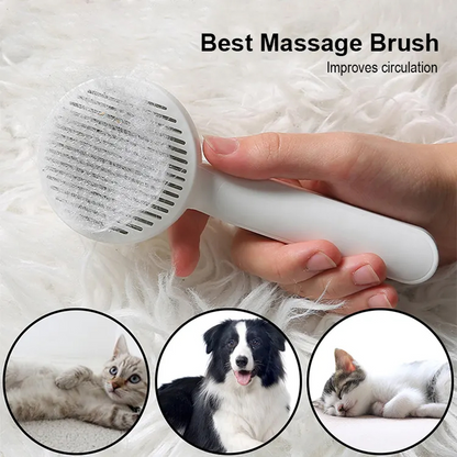 Cat Grooming Brush, Self Cleaning Slicker Brushes For Dogs Cats Pet Grooming Brush Tool Gently Removes Loose Undercoat, Mats Tangled Hair Slicker Brush For Pet Massage- Upgraded