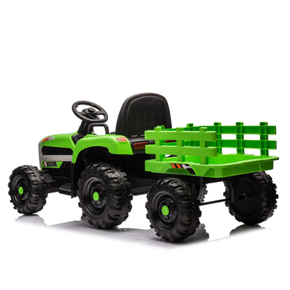 Ride on Tractor with Trailer,24V Battery Powered Electric Tractor Toy, 200w*2motor 1.86-4.97MPH/Remote Control,electric car for kids,Three speed adjustable,USB,MP3 ,Bluetooth,LED light, safety belt