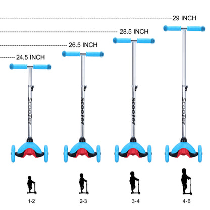 SimpleLux Kids Scooter - 4 Adjustable Height, Extra-Wide Deck with Brake & 3 PU Flashing Wheels, Over 3 Years Old,Blue