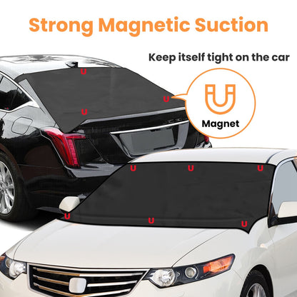 Magnetic Car Windshield Cover Front Rear Car Windshield Protector against Snow Sun Dirt Leaves Fit for All Cars Oxford Fabric Waterproof Heat-Resistant