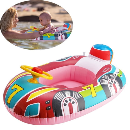 1pc Inflatable Pool Float Seat Boat With Handle; Swimming Ring Toy For Summer Baby Kid Child Toddler