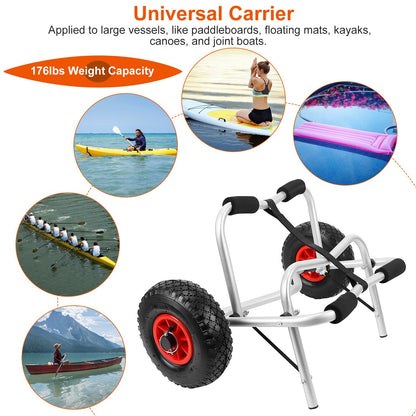 Foldable Kayak Canoe Boat Carrier Cart Trailer Trolley 176lbs Transport Cart for Paddleboard