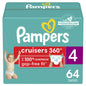 Pampers Cruisers 360 Fit Diapers, Active Comfort, Size 4, 64 Count