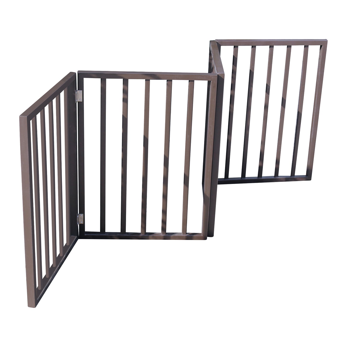 Pet Gate - Dog Gate for Doorways, Stairs or House – Freestanding, Folding, brown, Arc Wooden