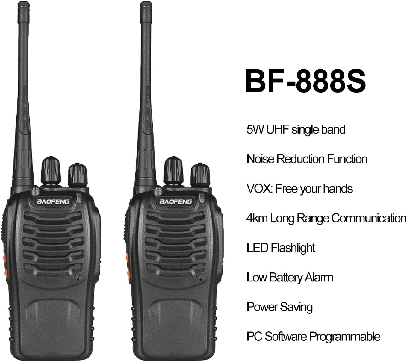 2pcs BAOFENG BF-888S Two Way Radio UHF Portable Walkie Talkies; Amateur Radio Handheld For Hiking Biking Camping