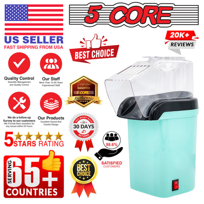 5 Core Popcorn Machine 16 Cup Capacity Hot Air Popper Mini Portable Tabletop Electric Pop Corn Maker Maquina Para Hacer Palomitas De Maiz For Home Movie Party