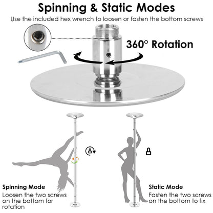 Stripper Dance Pole 45mm Spinning Static Dancing Pole