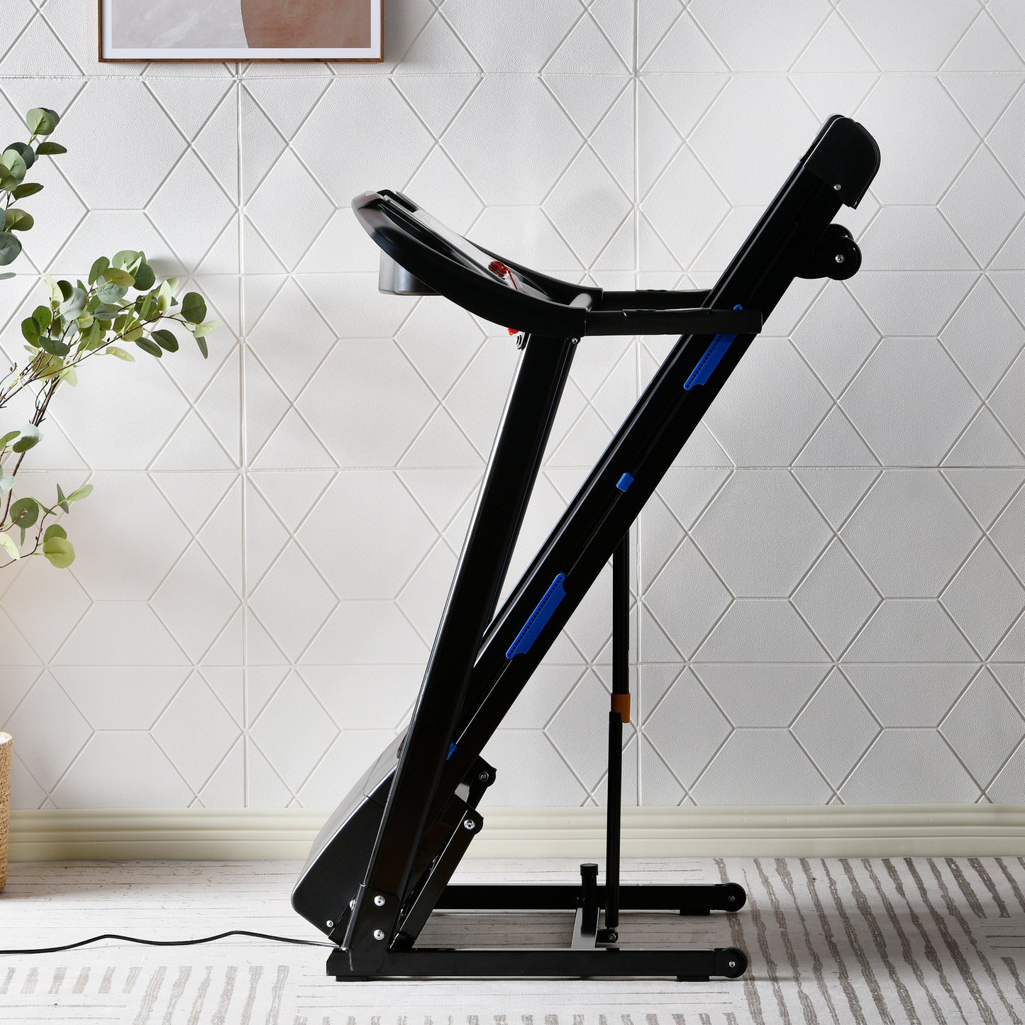 Treadmills for Home, Electric Treadmill with Automatic Incline, Foldable 3.5HP Workout Running Machine Walking, Double Running Board Shock Absorption Pulse Sensor Bluetooth Speaker APP FITSHOW.