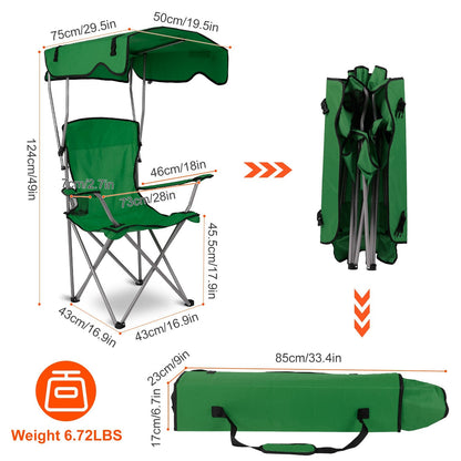 Foldable Beach Canopy Chair Sun Protection Camping Lawn Canopy Chair 330LBS Load Folding Seat