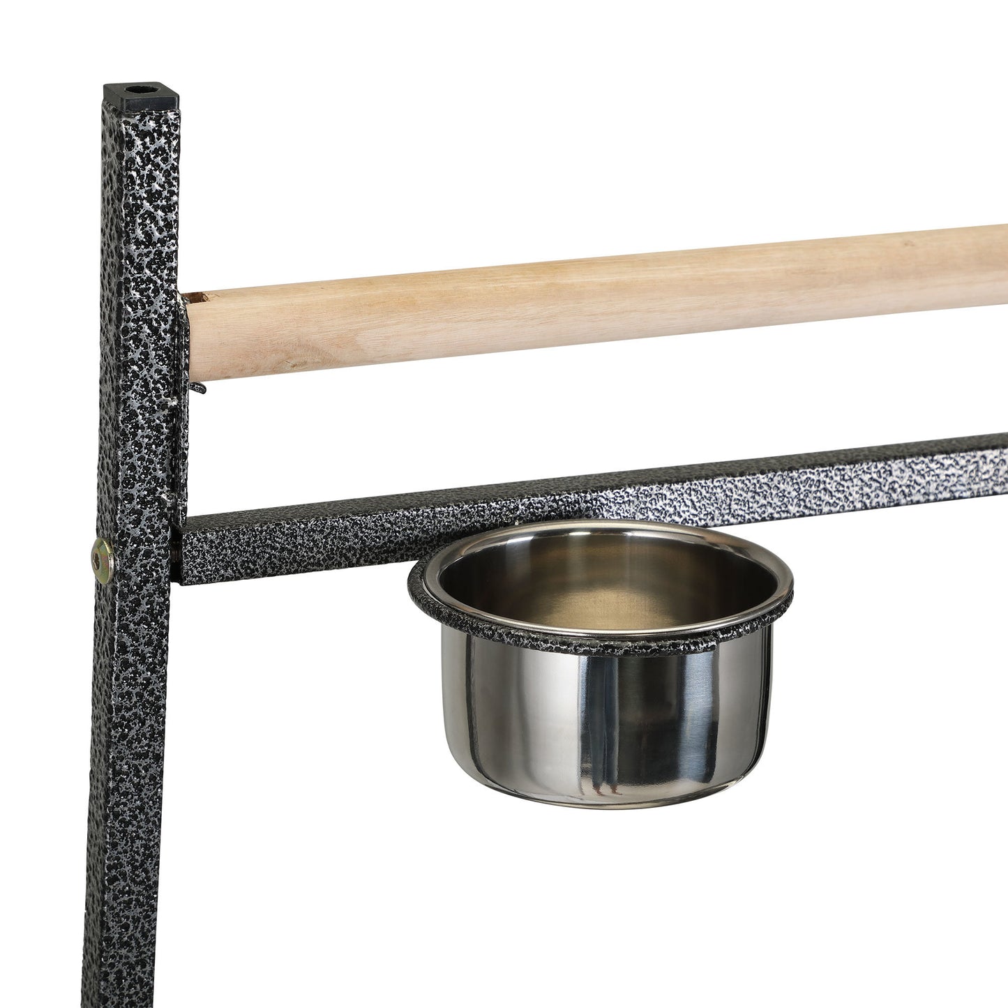 Bird Stand Rack with Solid Wood Perch, Feeding bowls, Waste Tray, Toy Hook and Casters, Black XH