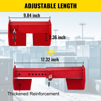 VEVOR Cargo Container Lock 9.84"-17.32" Locking Distance Semi Truck Door Locks with 2 Keys Shipping Container Accessories Red Powder-Coated with Spring Lock for Fixed Container(Large Size)