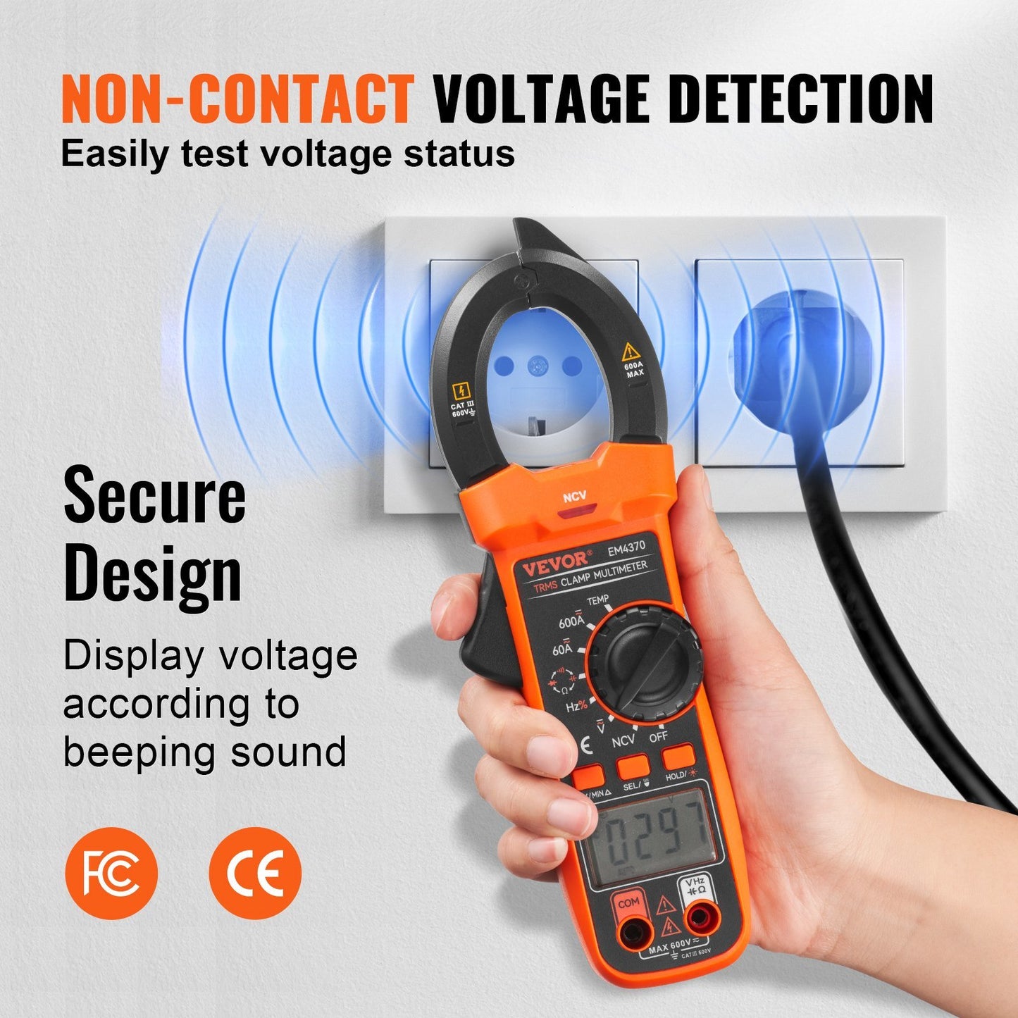 VEVOR Digital Clamp Meter Multimeter True RMS AC DC Volt Amp NCV Measurement