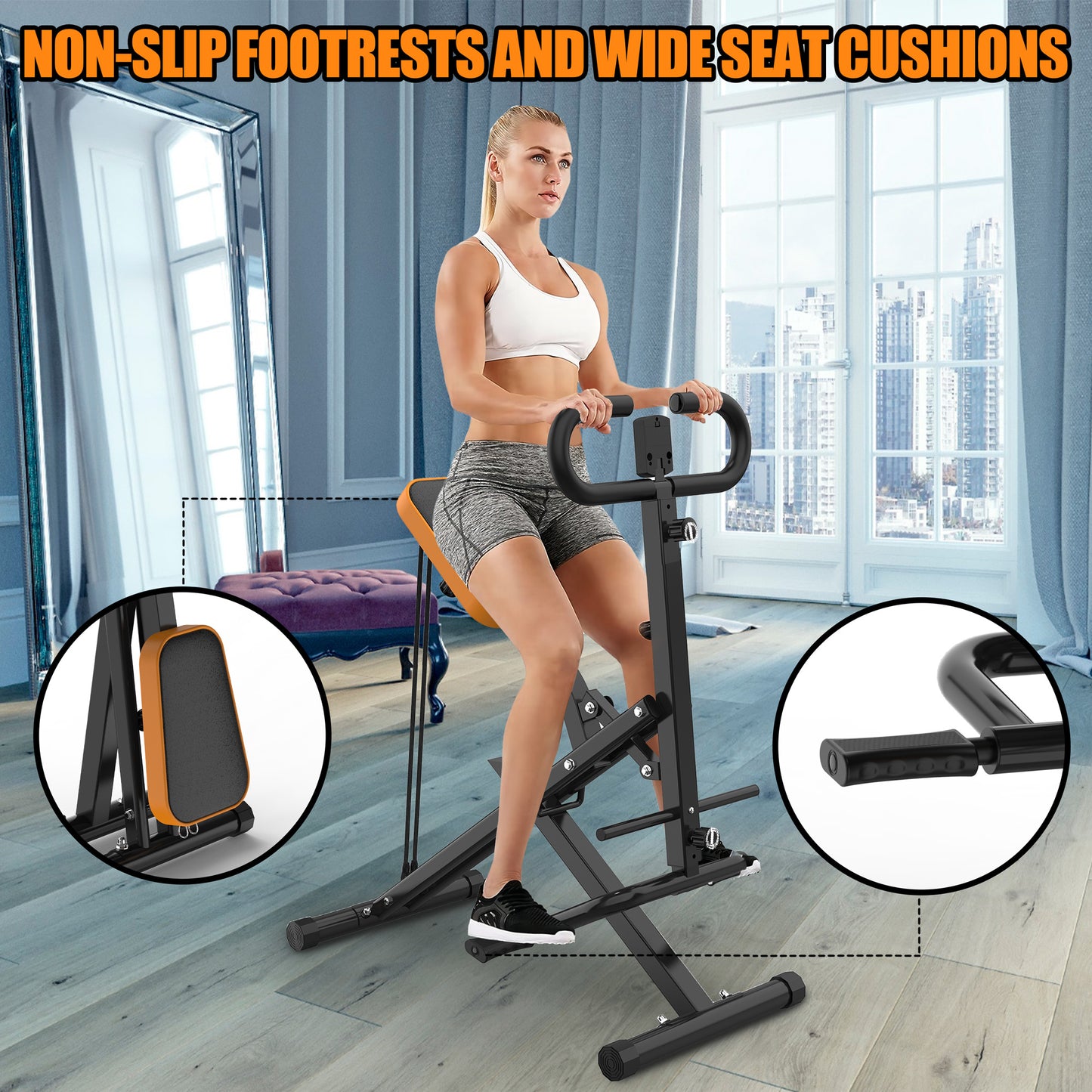 Squat Machine for Home, Assist Trainer for Glutes Workout Foldable with Resistance Bands, for Botty Glutes Butt Thighs, Ab Back/Leg Press Hip Thrust for Home Gym Fitness-Black