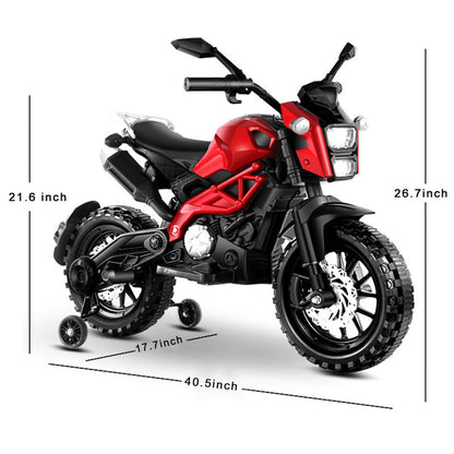 Electric Motorcycle for Kids, kids ride on motorcycle, Tamco 12V Electric Dirt Bike with Training Wheels, Hand Racing Foot Brake,PU seat, Ride on Motorcycle for 3~6 years Boys Girls gift