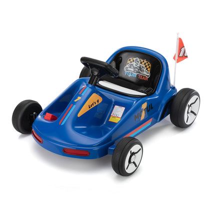 12V Kids Ride On Go Kart, Electric 4-Wheeler Car with Remote Control, Cushioned Seat, LED Lights, MP3 Music, Bluetooth, Pedal Control, Battery Powered Vehicle for 3-8 Years Old, Blue