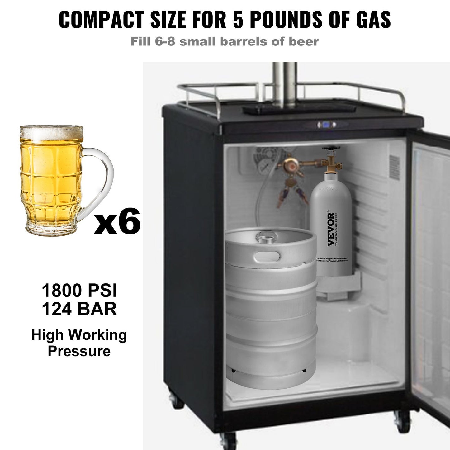 VEVOR 5 Lbs CO2 Tank Aluminum Gas Cylinder, Brand New CO2 Cylinder with Gray Spray Coating, CO2 Tank with CGA320 Valve, For Draft Soda Beer