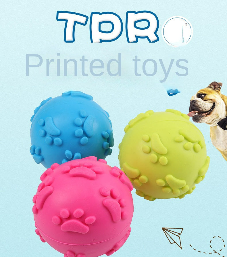 3pcs Pet dog toy footprint toy ball 6cm sounding toy ball TPR rubber