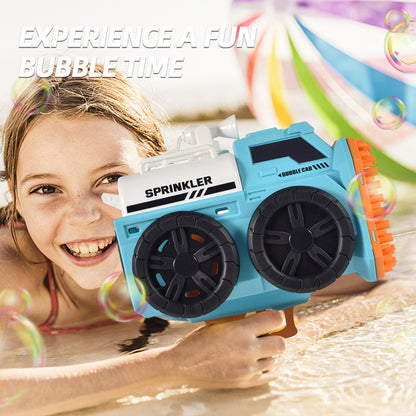 Kids Bubble gun, Sprinkler bubble machine, bubble solution, bubble machine for outdoor activities Suitable for 3 4 5 6 7 8 9 10 years old Boy Girl Child birthday (blue)