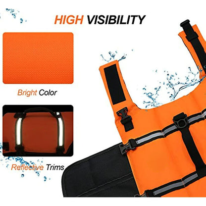 Ripstop Dog Life Vest; Reflective & Adjustable Life Jacket for Dogs with Rescue Handle for Swimming & Boating