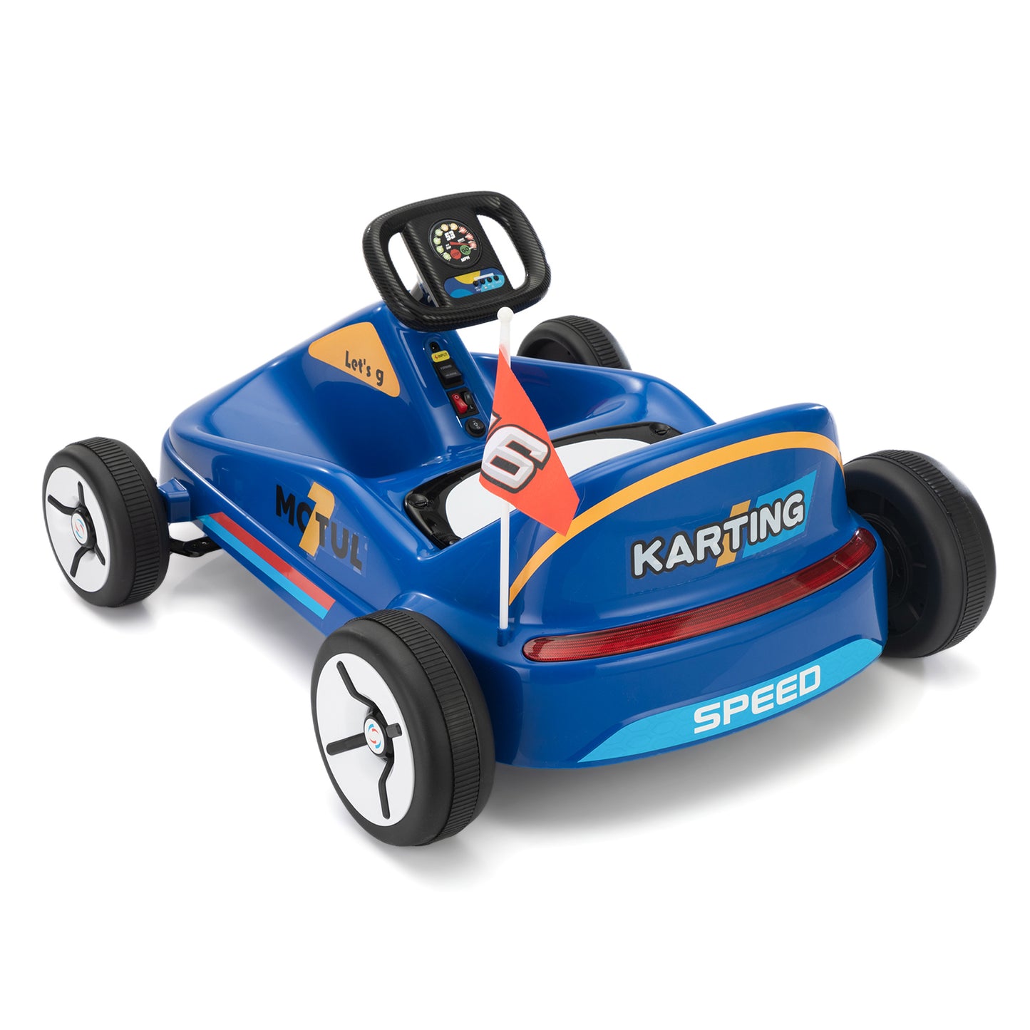 12V Kids Ride On Go Kart, Electric 4-Wheeler Car with Remote Control, Cushioned Seat, LED Lights, MP3 Music, Bluetooth, Pedal Control, Battery Powered Vehicle for 3-8 Years Old, Blue