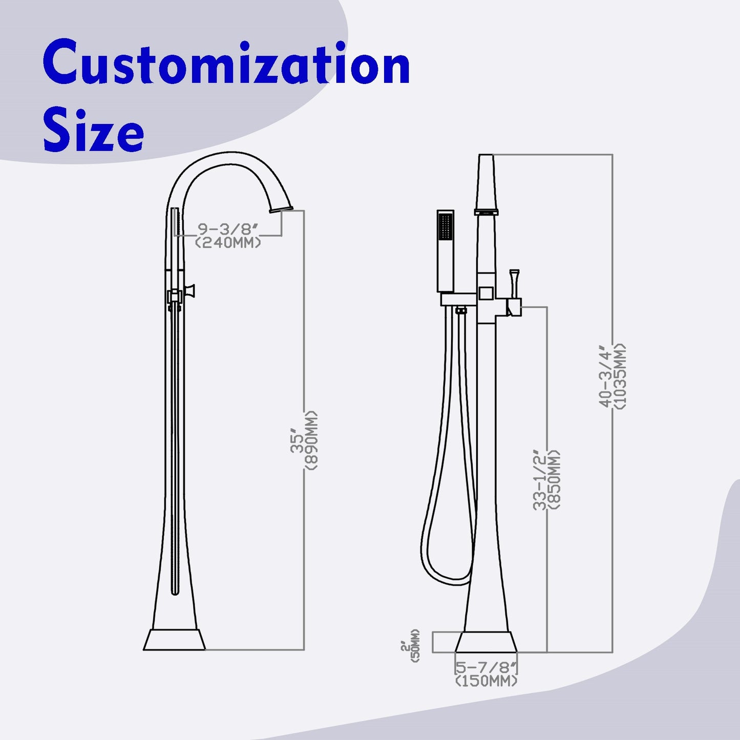 Free-standing bathtub faucet - Square black