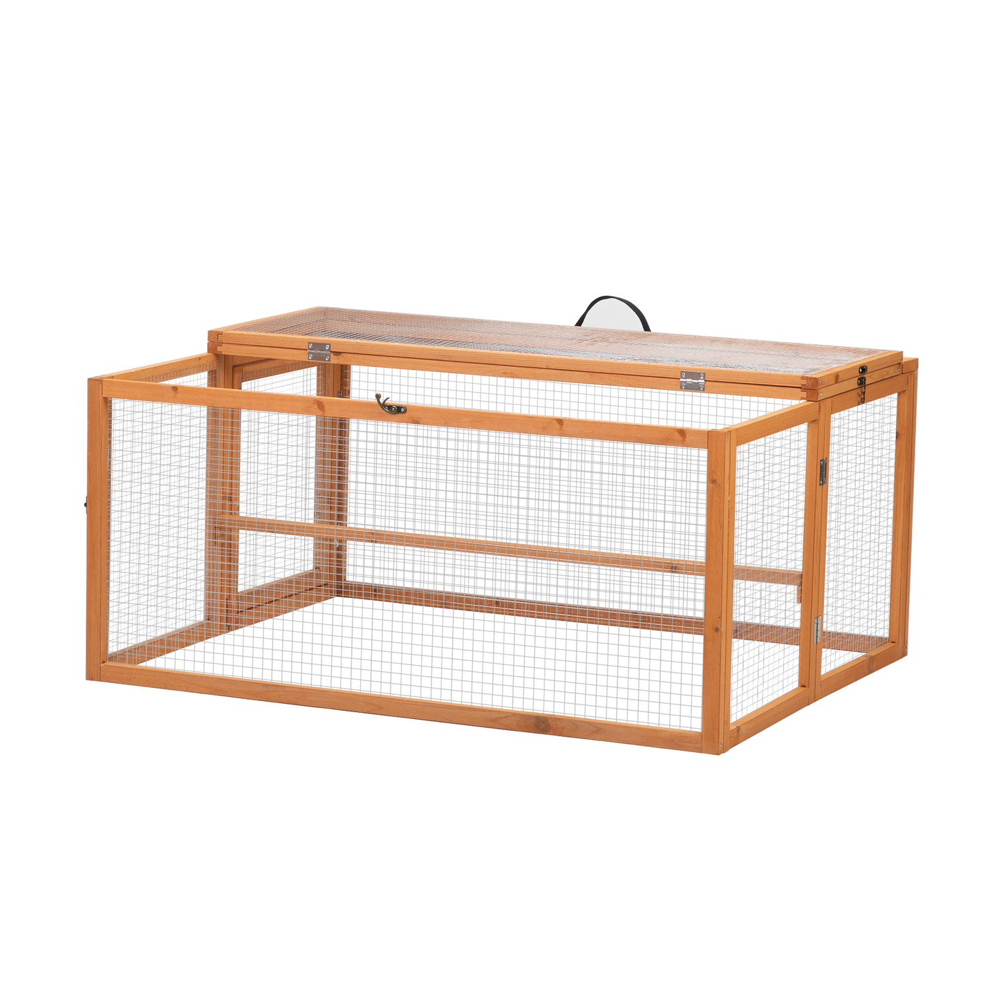 Folding Rabbit Hutch with Roosting Bar;  Wood Collapsible Guinea Chick Run;  Outdoor Bunny Cage;  Portable XH