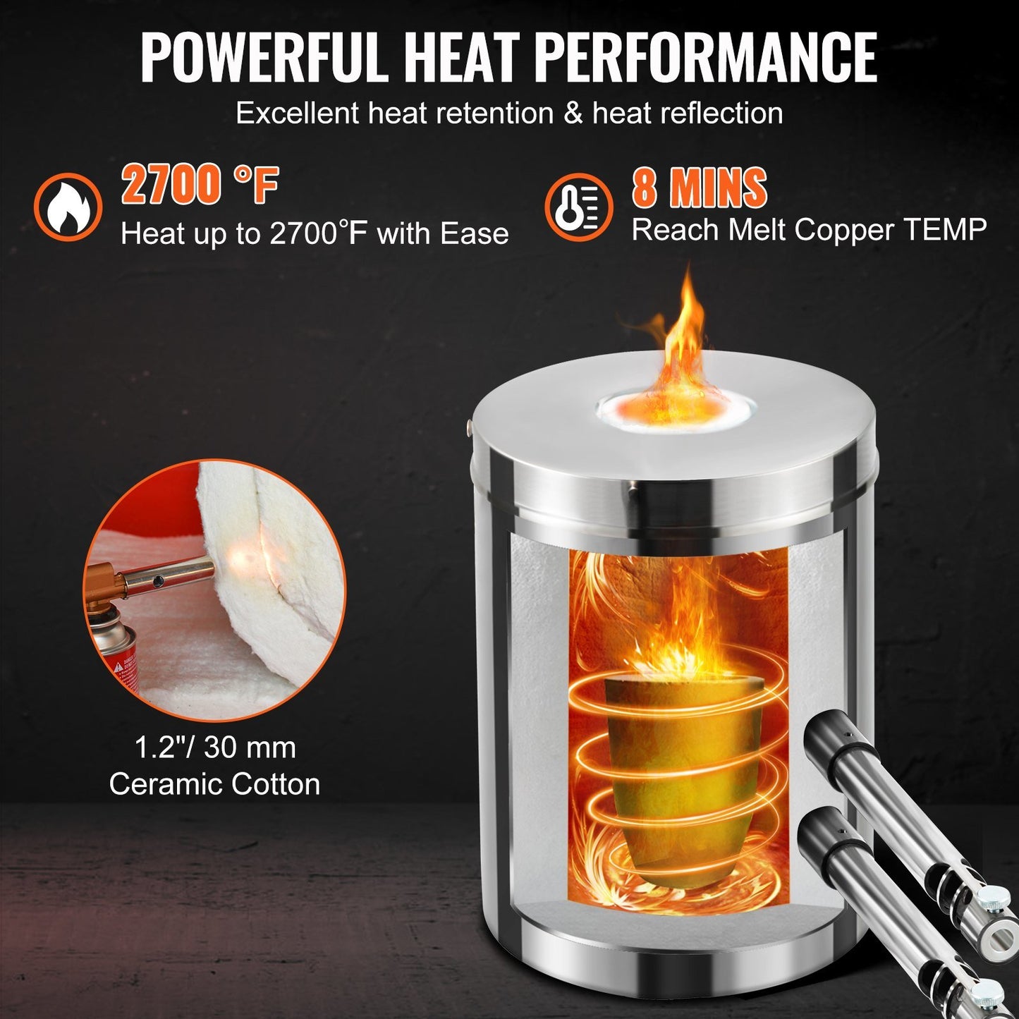 VEVOR 12KG Propane Smelting Furnace Kit Melting Furnace Double Burners 2700 degree Fahrenheit