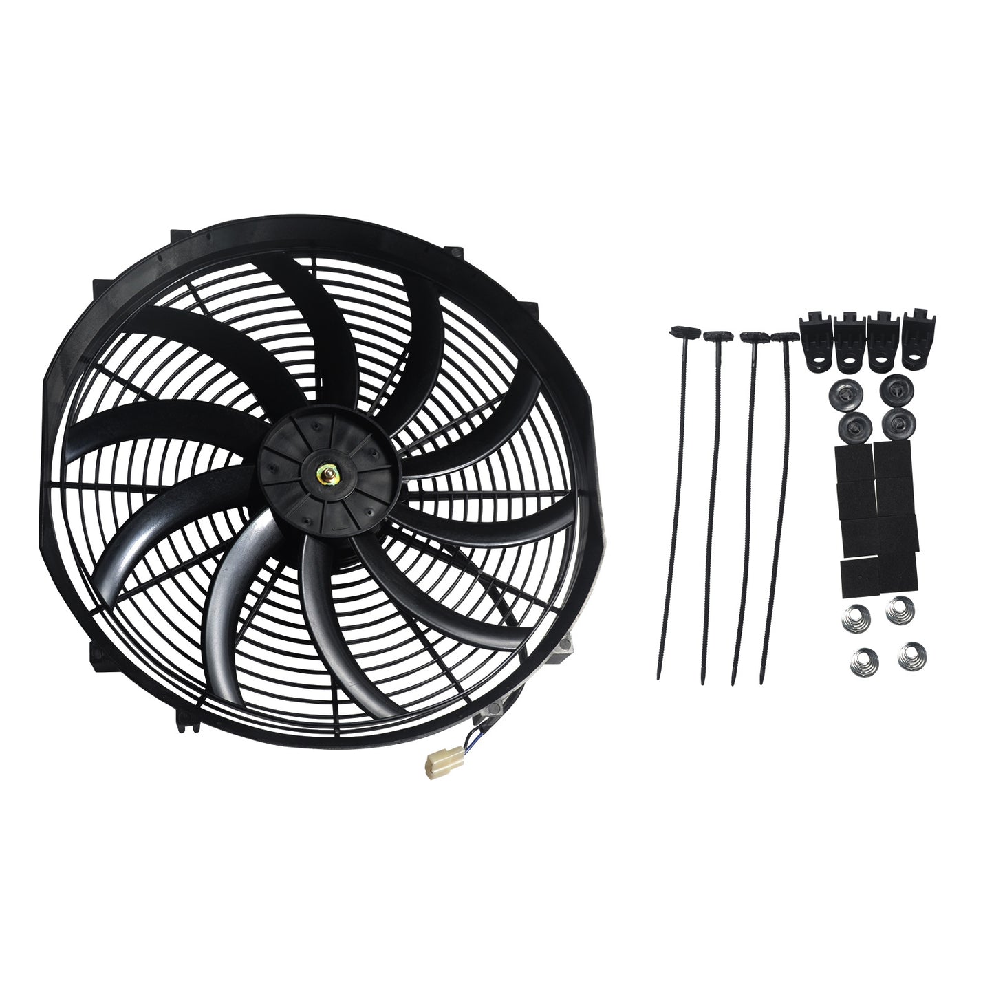 16" Universal Slim Fan Push Pull Electric Radiator Cooling 12V 120W w/ Mount Kit