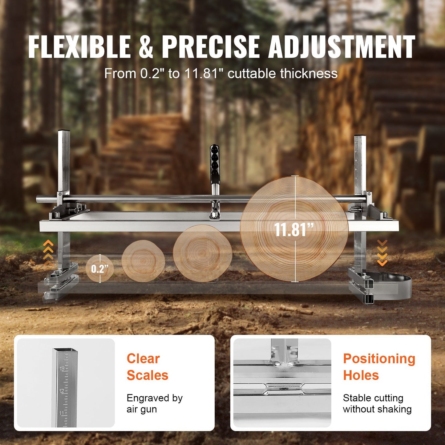 VEVOR Chainsaw Mill, Portable Sawmill 14"-36" Guide Bar, Galvanized Steel Chainsaw Planking Mill with 0.2"-11.81" Cutting Thickness, Wood Lumber Cross Cutting Saw Mill for Builders and Woodworkers