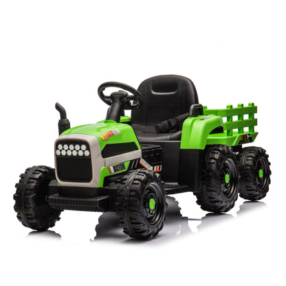 Ride on Tractor with Trailer,24V Battery Powered Electric Tractor Toy, 200w*2motor 1.86-4.97MPH/Remote Control,electric car for kids,Three speed adjustable,USB,MP3 ,Bluetooth,LED light, safety belt