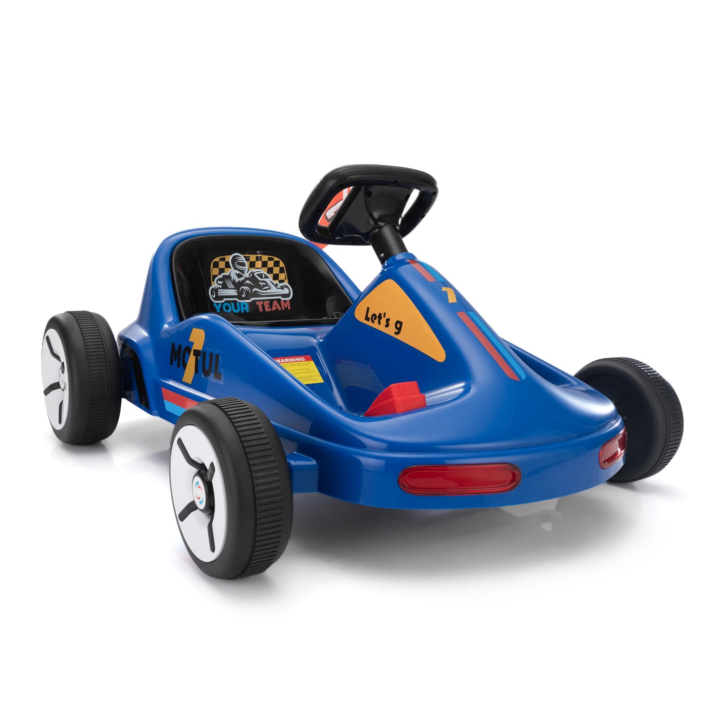 12V Kids Ride On Go Kart, Electric 4-Wheeler Car with Remote Control, Cushioned Seat, LED Lights, MP3 Music, Bluetooth, Pedal Control, Battery Powered Vehicle for 3-8 Years Old, Blue