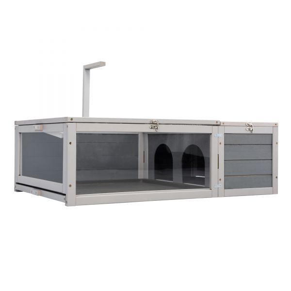 Tortoise House Wooden Turtle Habitat with Removable Top and Tray for Indoors and Outdoors, Gray XH