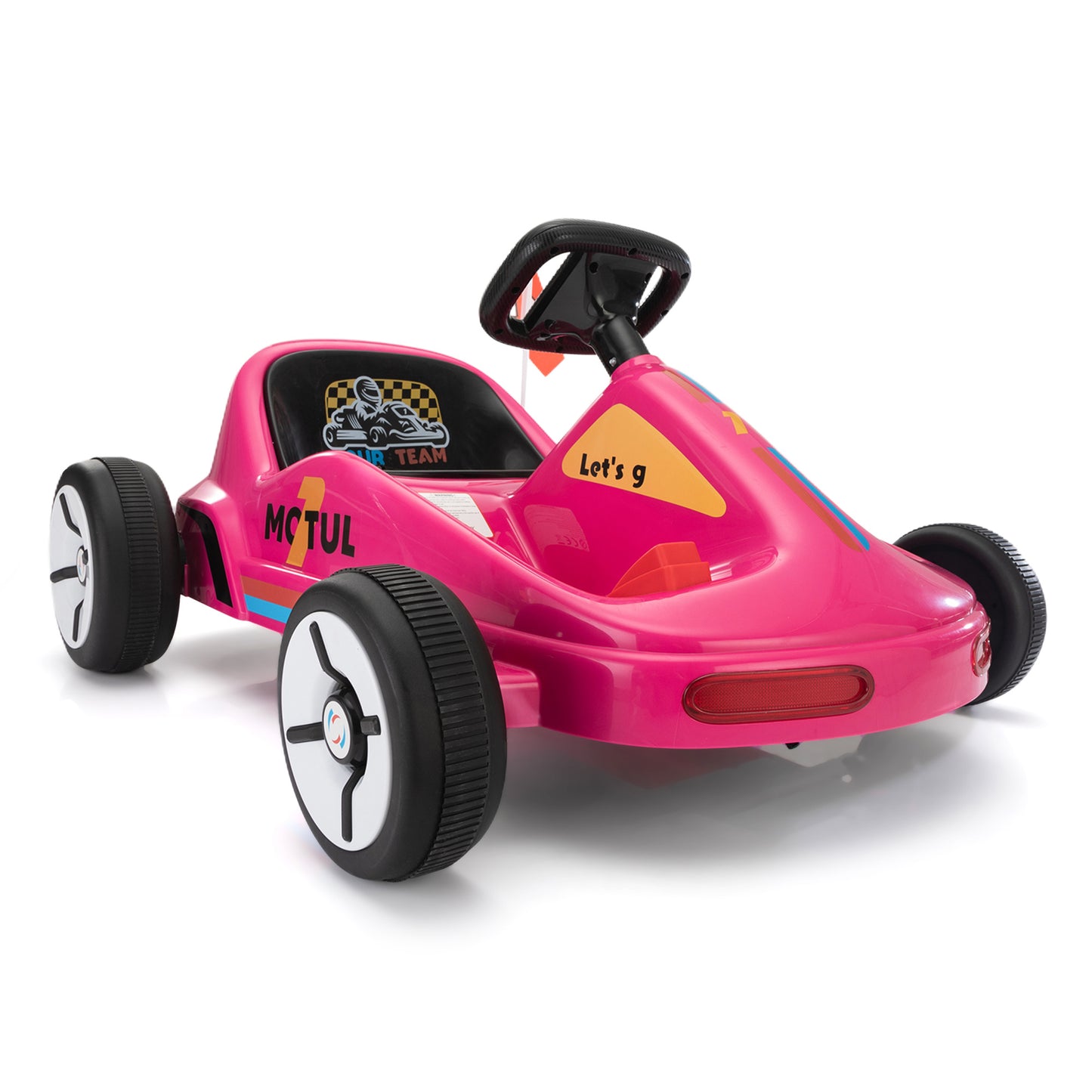 12V Kids Ride On Go Kart, Electric 4-Wheeler Car with Remote Control, Cushioned Seat, LED Lights, MP3 Music, Bluetooth, Pedal Control, Battery Powered Vehicle for 3-8 Years Old,Rosy