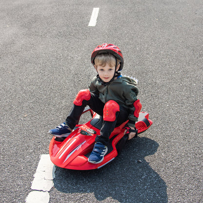 24V Kids Ride On Electric scooter w/ helmet knee pads,24v ride on toy for kids,Spray function,2WD 400w wheel-hub motor,5.59-6.84MPH,Gravity Steering,Use for 1-2 hours,Exercise your child age 6+.