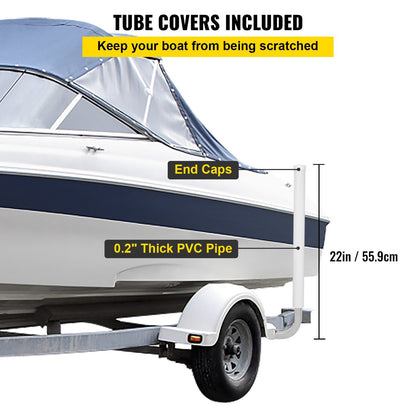 VEVOR Boat Trailer Guide-on, 22", 2PCS Steel Trailer Post Guide ons, with White PVC Tube Covers, Complete Mounting Accessories Included, for Ski Boat, Fishing Boat or Sailboat Trailer